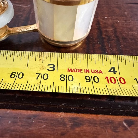 Antique Opera Glasses Gold & Mother-Of-Pearl, Embossed Satin Case Circa 1880-191 - Picture 11 of 16